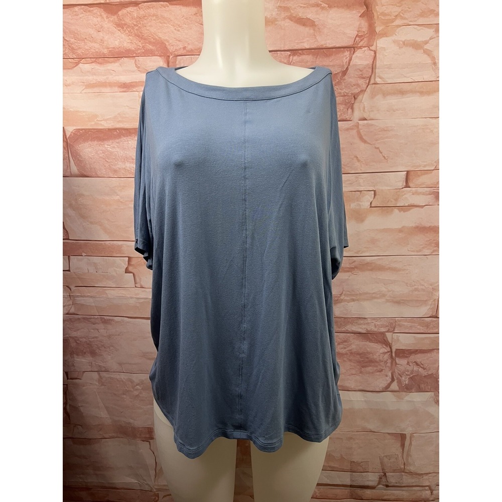 J Jill Wearever Collection  Blouse Top Size‎ M Blue Short Slv